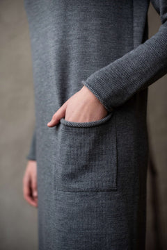 Longline Merino Wool Dress With Turn-Up Trims