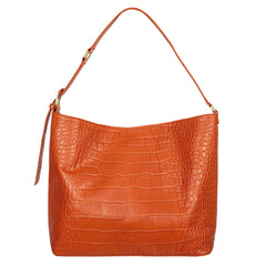 No. 303 Maxi Hobo Bag Croco Orange