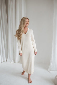 Knitted V-Neck Merino Wool Dress