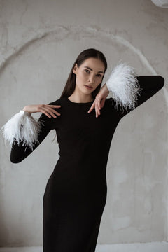 Knitted Slim Fit Merino Wool Midi Dress
