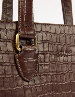 Blair Bag Chocolate Croco Print Leather