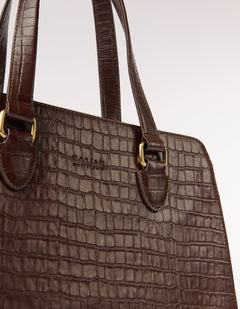 Blair Bag Chocolate Croco Print Leather
