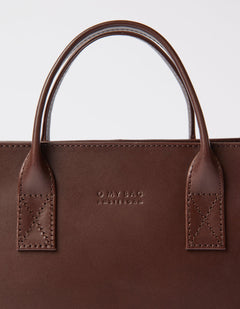 Jackie Midi Bag with Leather Strap Classic Leather Chocolate Brown