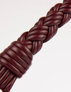 Leo Twisted Handle Bag Soft Grain Leather Dark Cherry