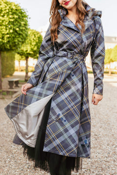 Double Breasted Women's Coat with Front Pleats Duchess Blue