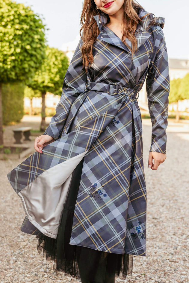 Double Breasted Women's Coat with Front Pleats Duchess Blue