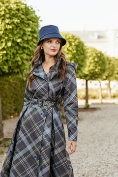 Double Breasted Women's Coat with Front Pleats Duchess Blue
