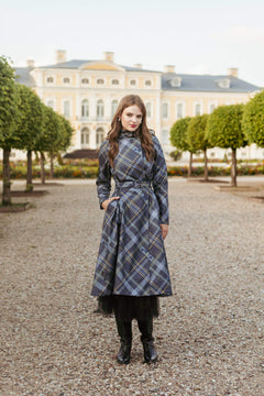 Double Breasted Women's Coat with Front Pleats Duchess Blue