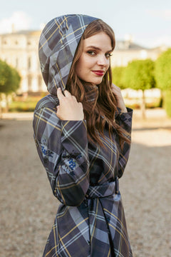 Double Breasted Women's Coat with Front Pleats Duchess Blue