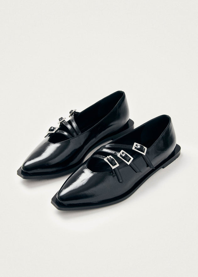 Jive Onix Black Leather Ballet Flats