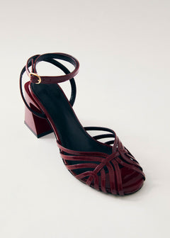 Jessa Onix Leather Sandals Burgundy Red