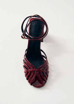Jessa Onix Leather Sandals Burgundy Red