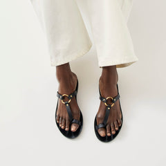 Jovie Black Leather Sandals