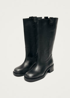 Sajan Black Leather Boots