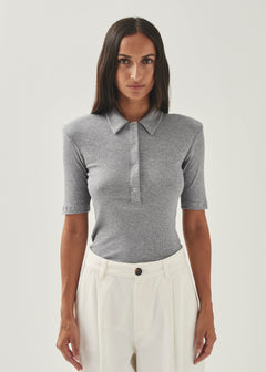Maghery Collar T-Shirt Grey Melange