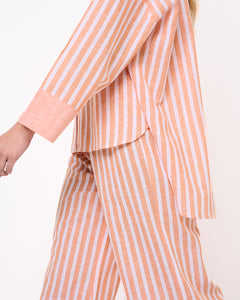 Peach Striped Button-up Shirt