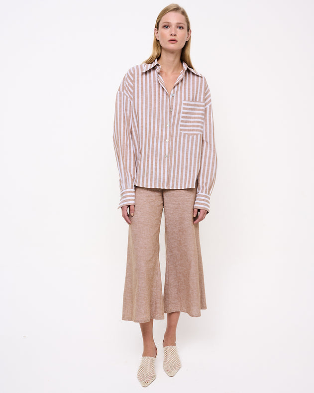 Puro Flared Cropped Trousers Beige