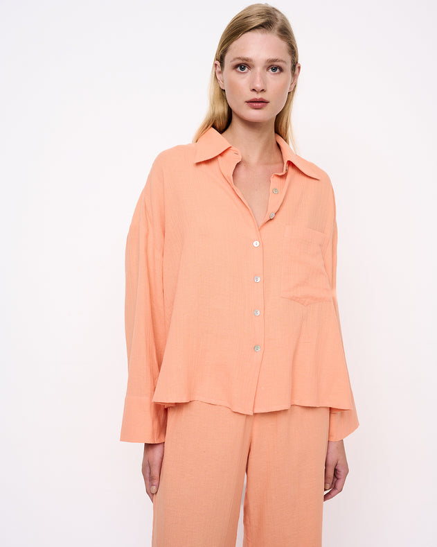Oversize Shirt With Wide Cuff Peach