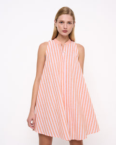 Sleeveless Mini A-Line Dress Striped Peach