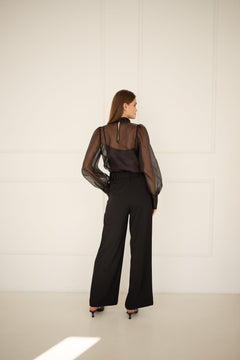 Celine Silk Bow Blouse Black