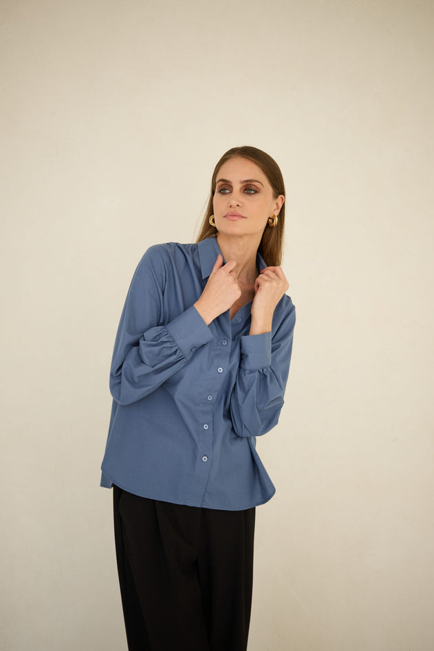 Noel Button-up Shirt Blue