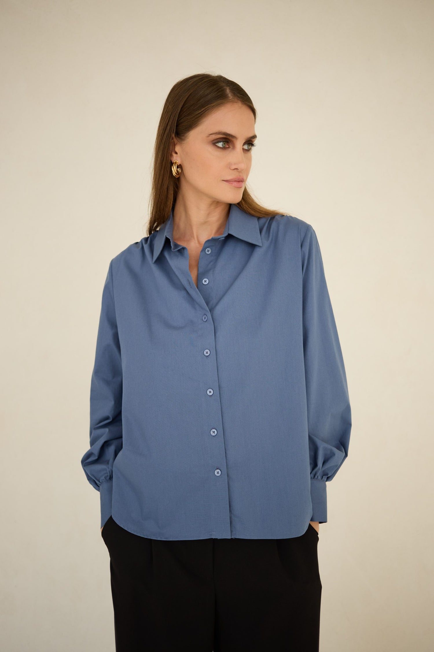 Noel Button-up Shirt Blue