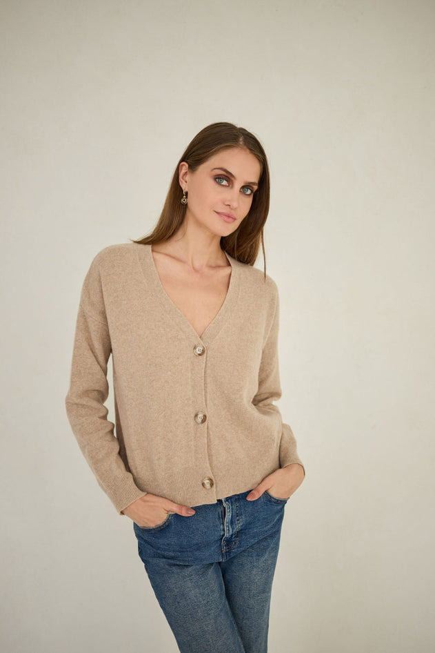 Cashmere Blend Cardigan Beige