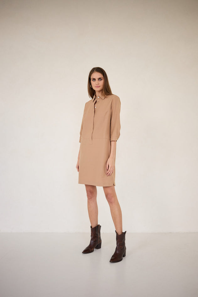 Zoe Shirt Dress Light Brown