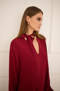 Dress With a Sash Burgundy