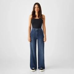 Dew Flared Worker Jeans Medium Blue