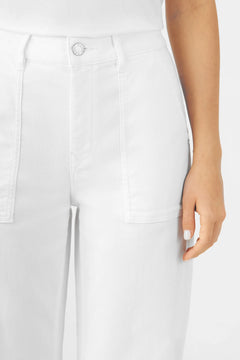 Dew Flared Worker Jeans White Denim