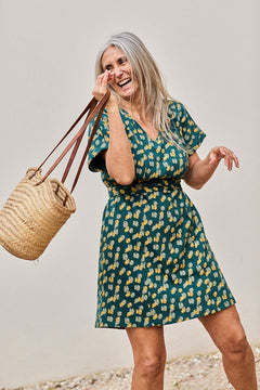 Frida Dress Green Blue Print