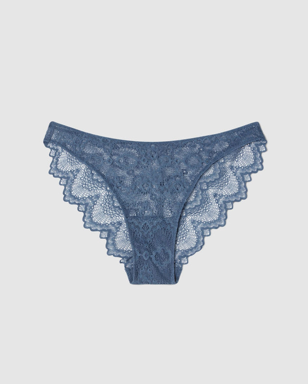 Lace Bikini Briefs Faded Blue