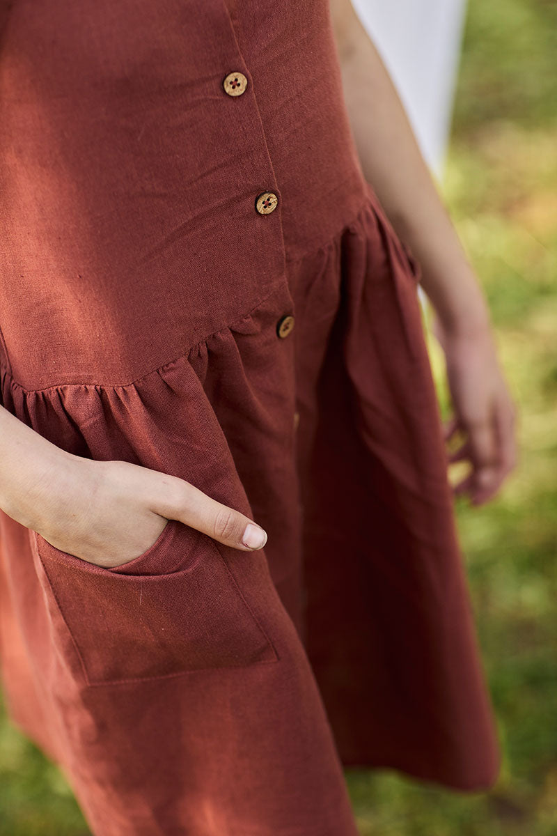 Kids' Cross Back Dress Rooibos Red