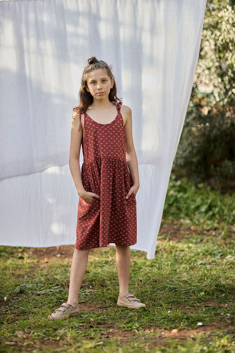Kids' Strappy Tie Dress Tits Red