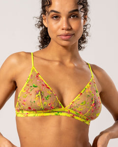 Mesh Triangle Bralette Neon Yellow