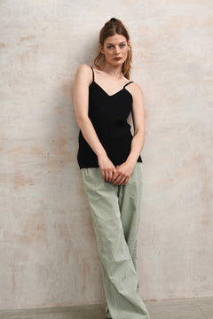 Fleur Organic Linen Cotton Camisole Black
