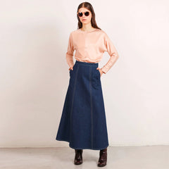 Flow Denim Skirt Mid Blue