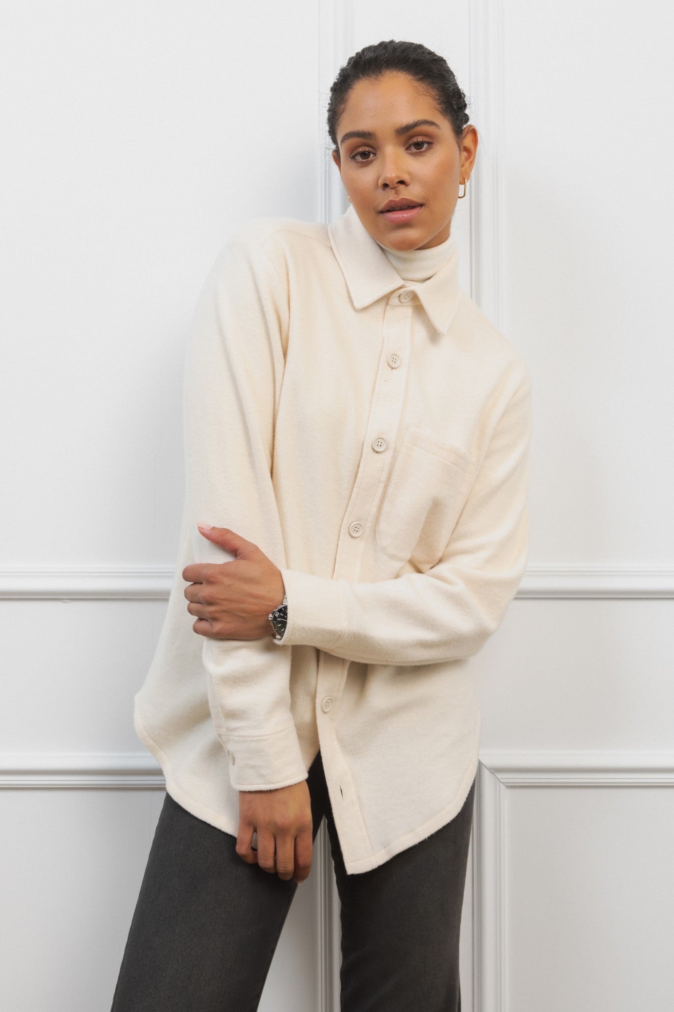 Noord Fleece Overshirt Natural White