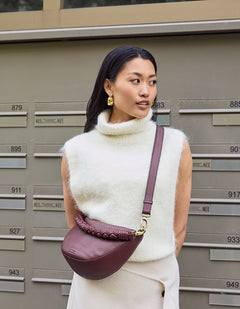 Leo Twisted Handle Bag Soft Grain Leather Dark Cherry