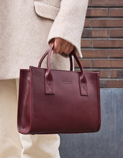 Jackie Midi Bag with Leather Strap Classic Leather Dark Cherry