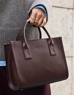 Jackie Midi Bag with Leather Strap Classic Leather Chocolate Brown