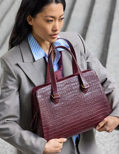 Blair Bag Dark Cherry Croco Print Leather