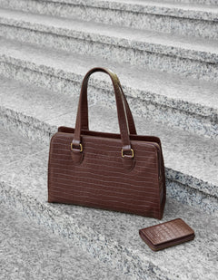 Blair Bag Chocolate Croco Print Leather