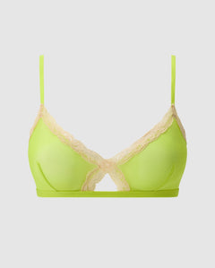 Mesh Lace Cut-Out Triangle Bralette Zesty Lime