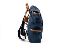 Waxed Cotton Square Backpack Blue