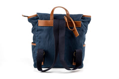 Waxed Cotton Square Backpack Blue