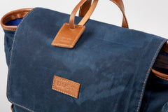 Waxed Cotton Square Backpack Blue