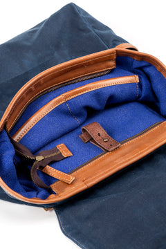 Waxed Cotton Square Backpack Blue