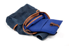 Waxed Cotton Square Backpack Blue